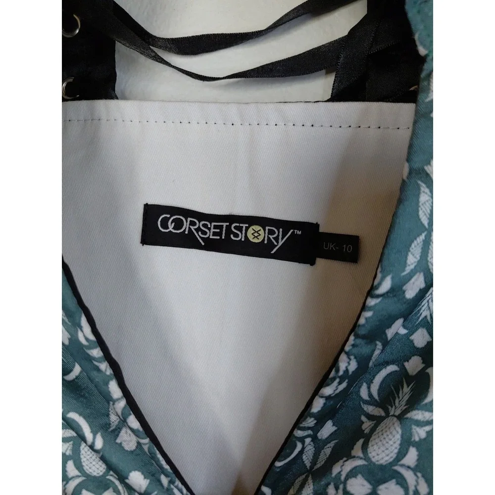 Corset Story Green and White Corset Top SizeUK 10 US Med Goth Boho Y2k Whimsical - Picture 3 of 6